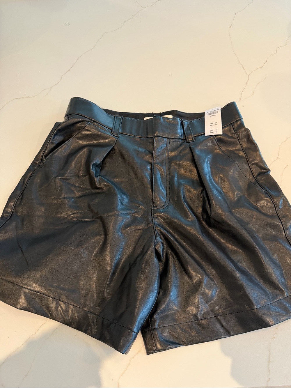 Abercrombie & Fitch Black Faux Leather Bermudas